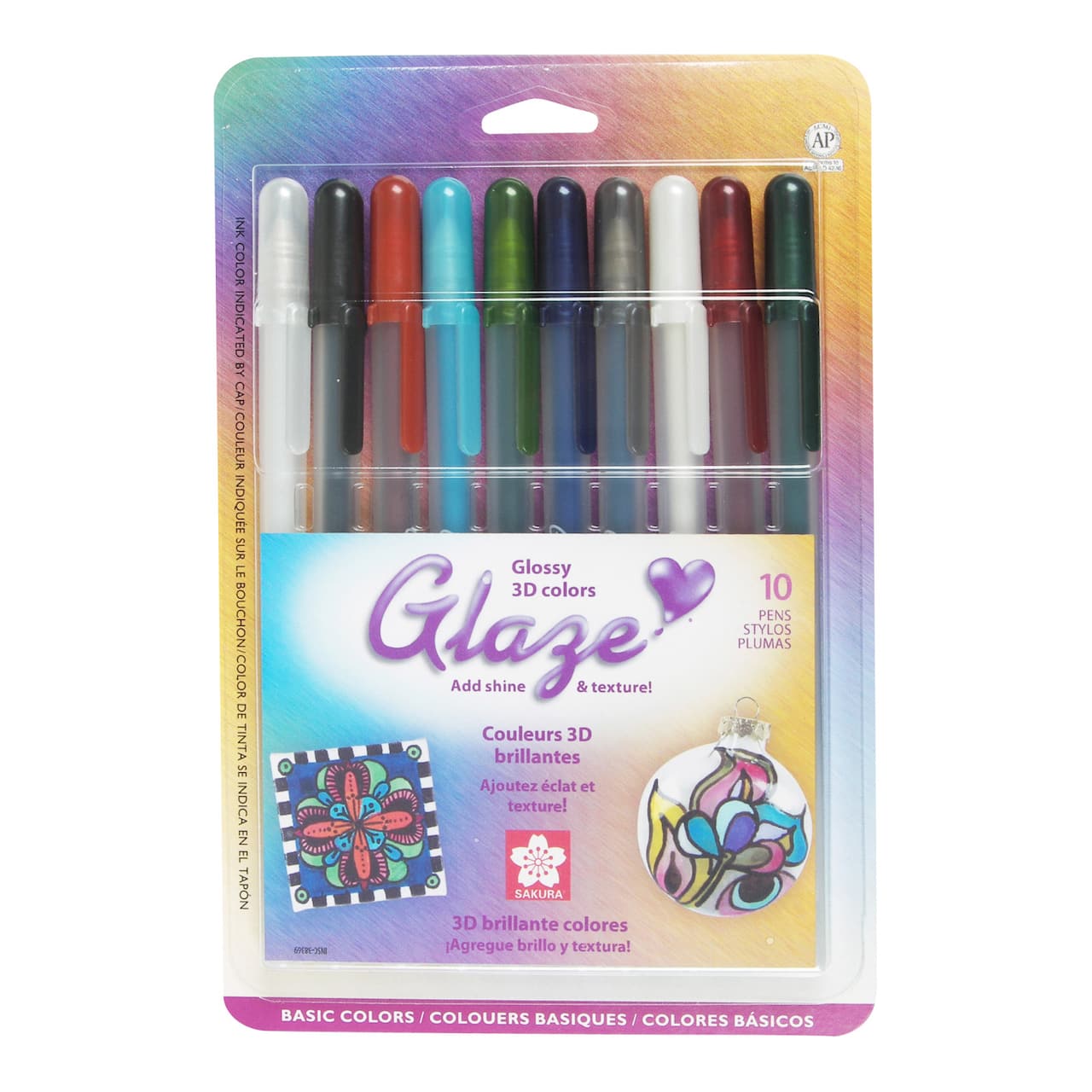 Sakura&#xAE; Glaze 3D Ink Gel Pens 10 Color Set, Basic